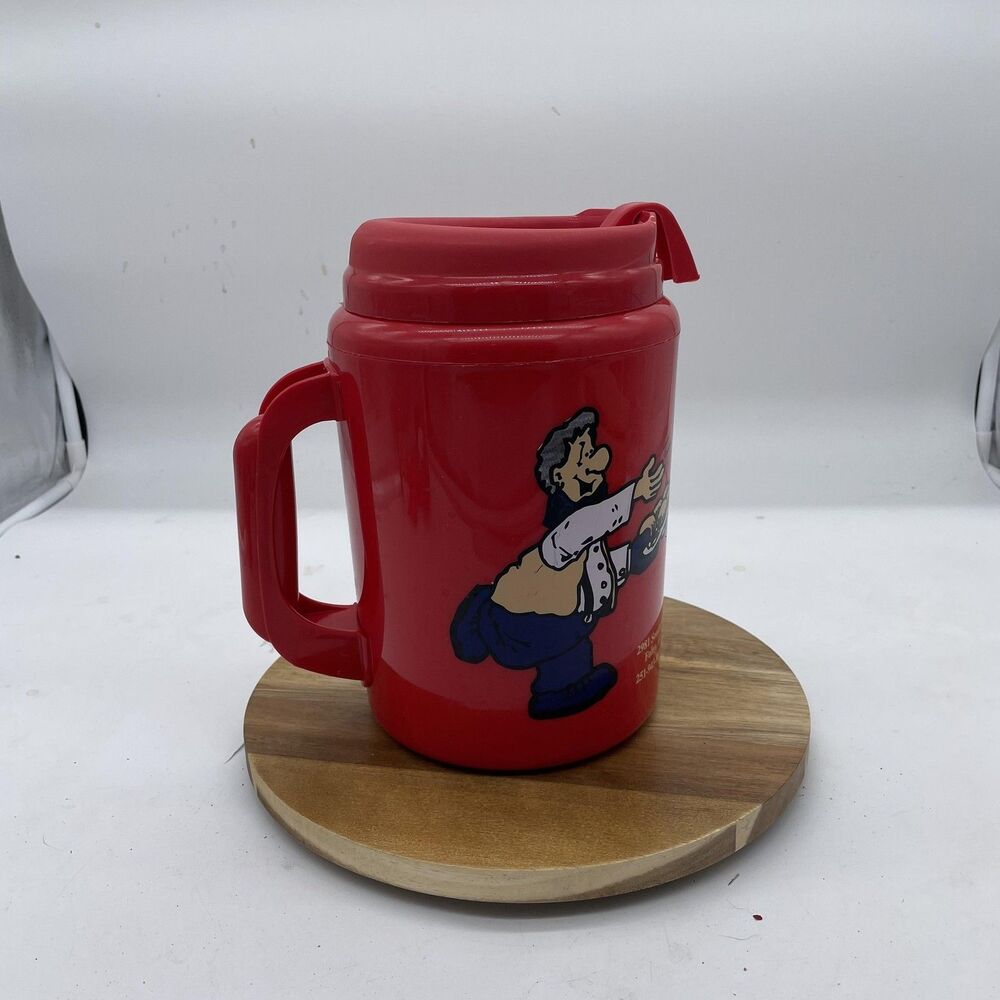 Lambert's Cafe Insulated ThermoServ Mug Cup Red Throwed RollsThermo Made in USA
